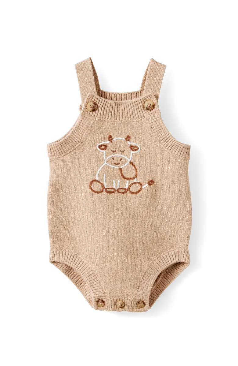 Cotton On Kids Organic Knit Bubbysuit, Main, color, Latte Cream Cow