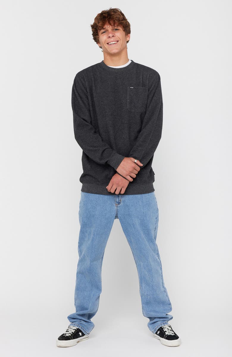 Rip Curl Grid Crewneck Pocket Sweatshirt, Alternate, color, Black Marle