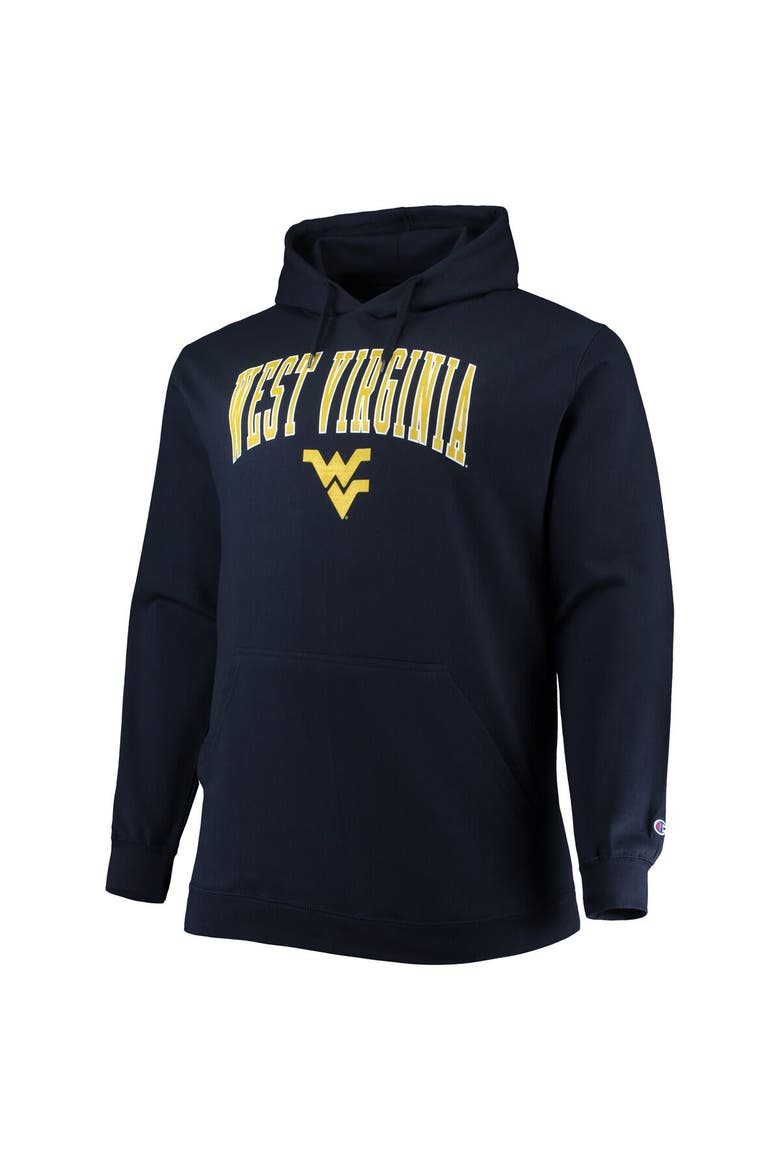 Men's Champion Navy West Virginia Mountaineers Big & Tall Arch Over Logo Powerblend Pullover Hoodie, Alternate, color, Navy