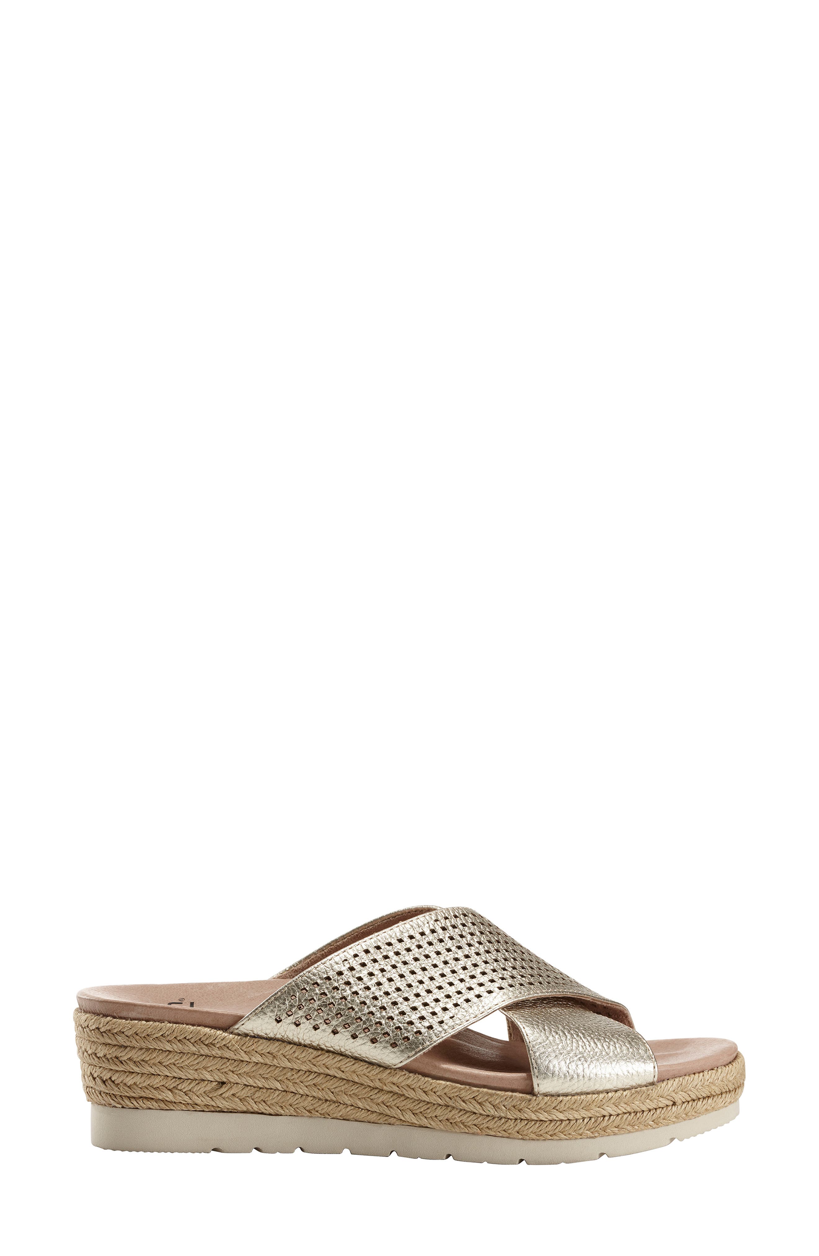 Marigold Espadrille Slide Sandal, Alternate, color, GOLD METALLIC LEATHER