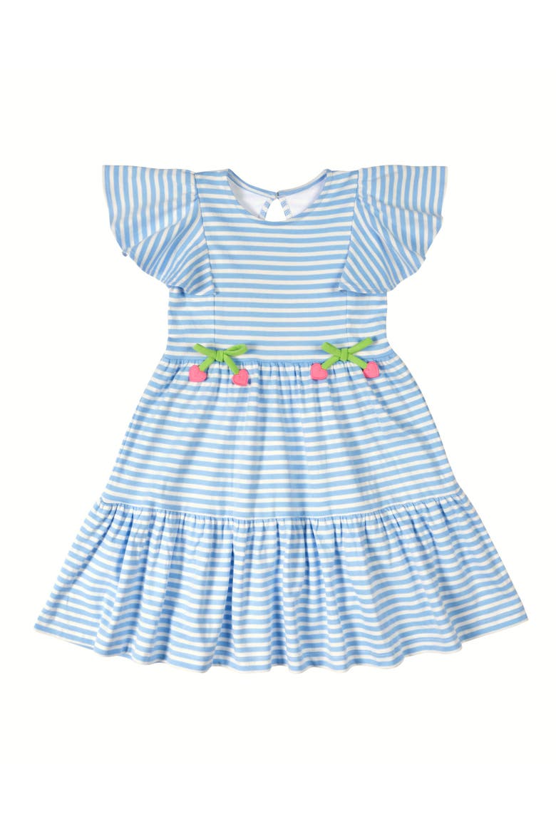 Stripe Knit Dress With Heart Cherries, Main, color, Blue/White