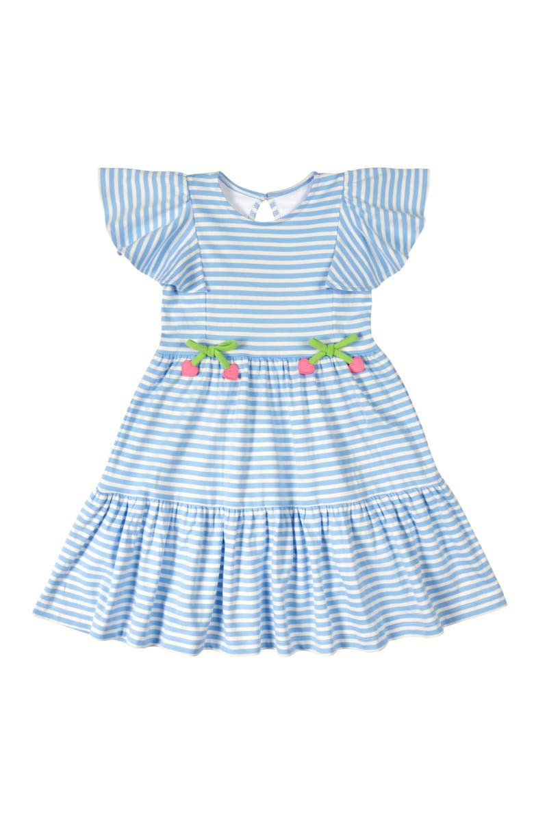 Florence Eiseman Stripe Knit Dress With Heart Cherries, Main, color, Blue/White