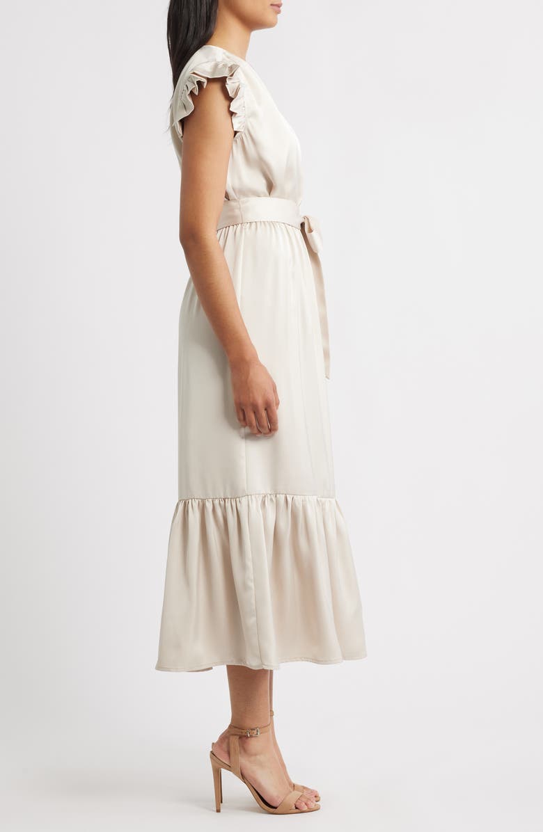 Sam Edelman Flutter Sleeve Satin Dress, Alternate, color, Champagne