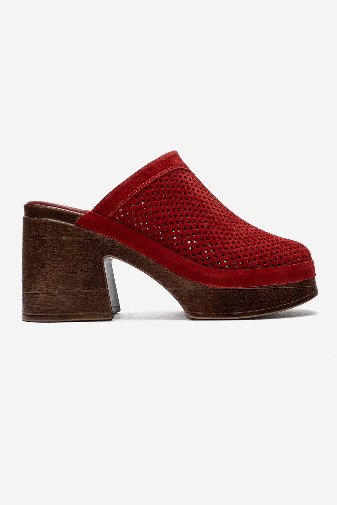 Dejas Leather Platform Block Heel Sandal, Alternate, color, Red Suede