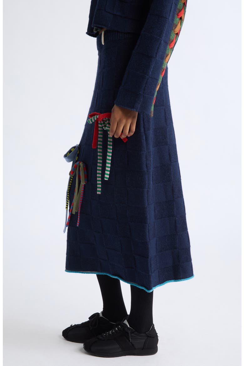 Multibows Lambswool & Cotton Sweater Skirt, Alternate, color, NAVY
