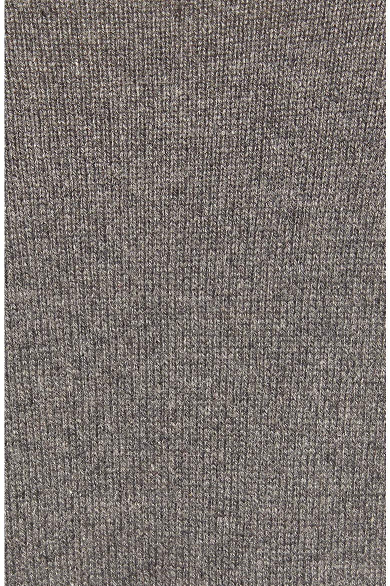 Contrast V-Stripe Funnel Neck Sweater, Alternate, color, GREY DK HEATHER- IVORY COMBO
