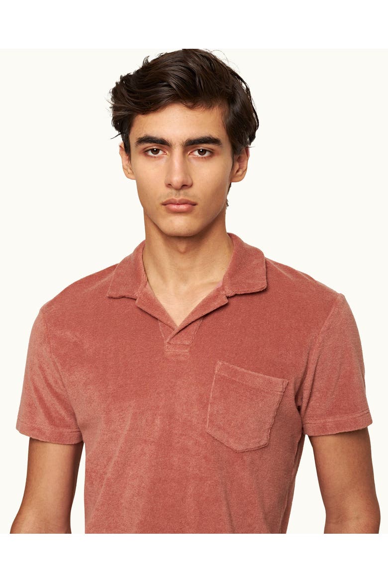 Terry Towelling Tailored-Fit Polo Shirt, Alternate, color, Mauve
