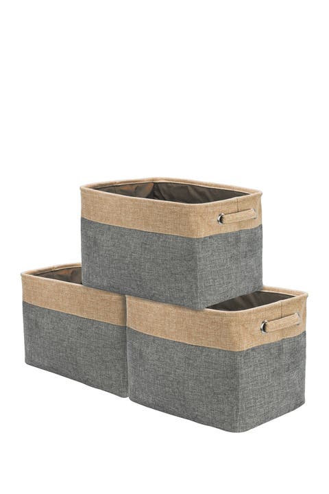 Brown Twill Storage Basket - Set of 3