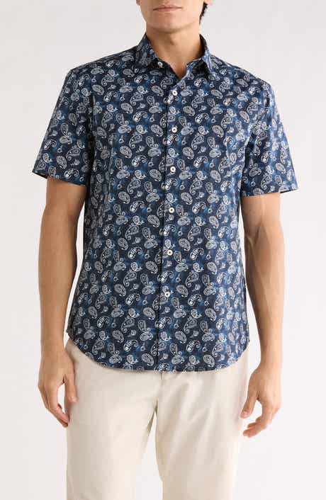 Bugatchi Orson Short Sleeve Stretch Cotton Button-Up Shirt