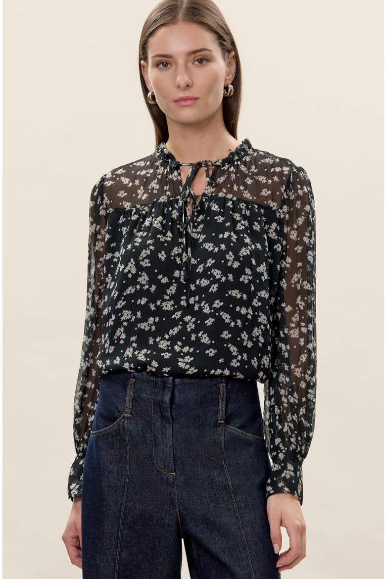 Ditsy Floral Blouse, Main, color, Black Multi