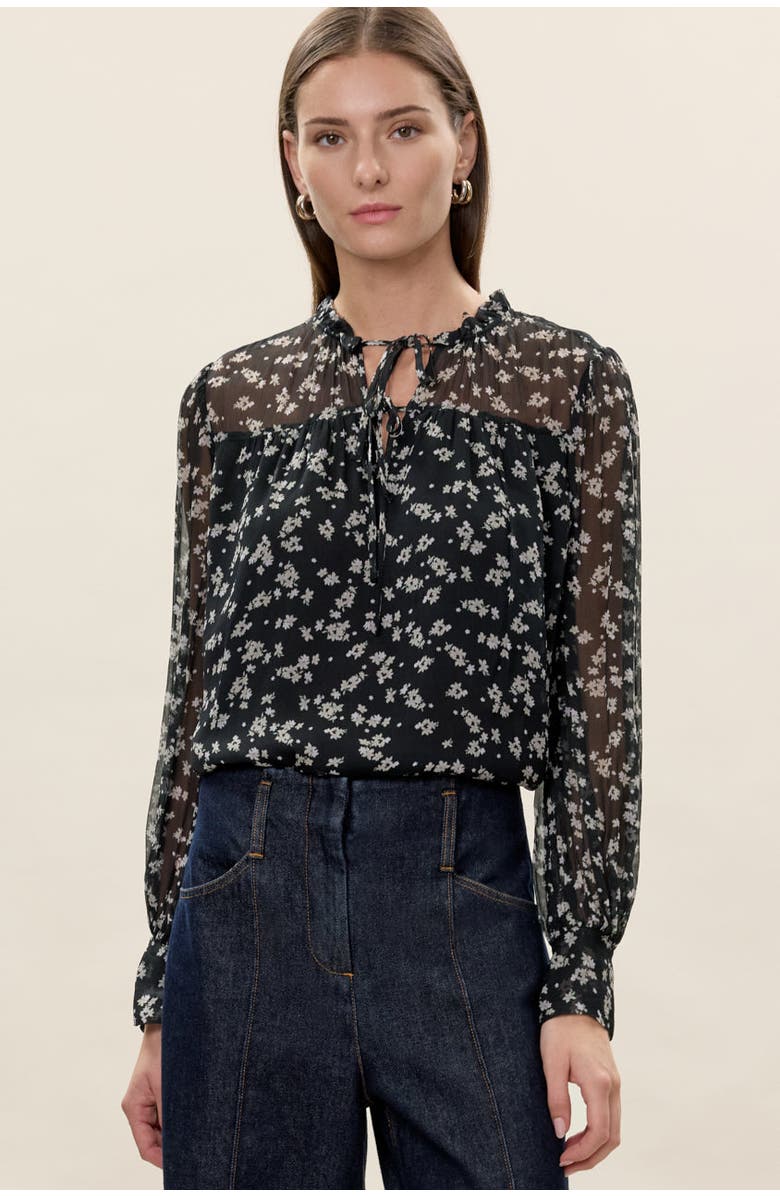 Rebecca Taylor Ditsy Floral Blouse, Main, color, Black Multi
