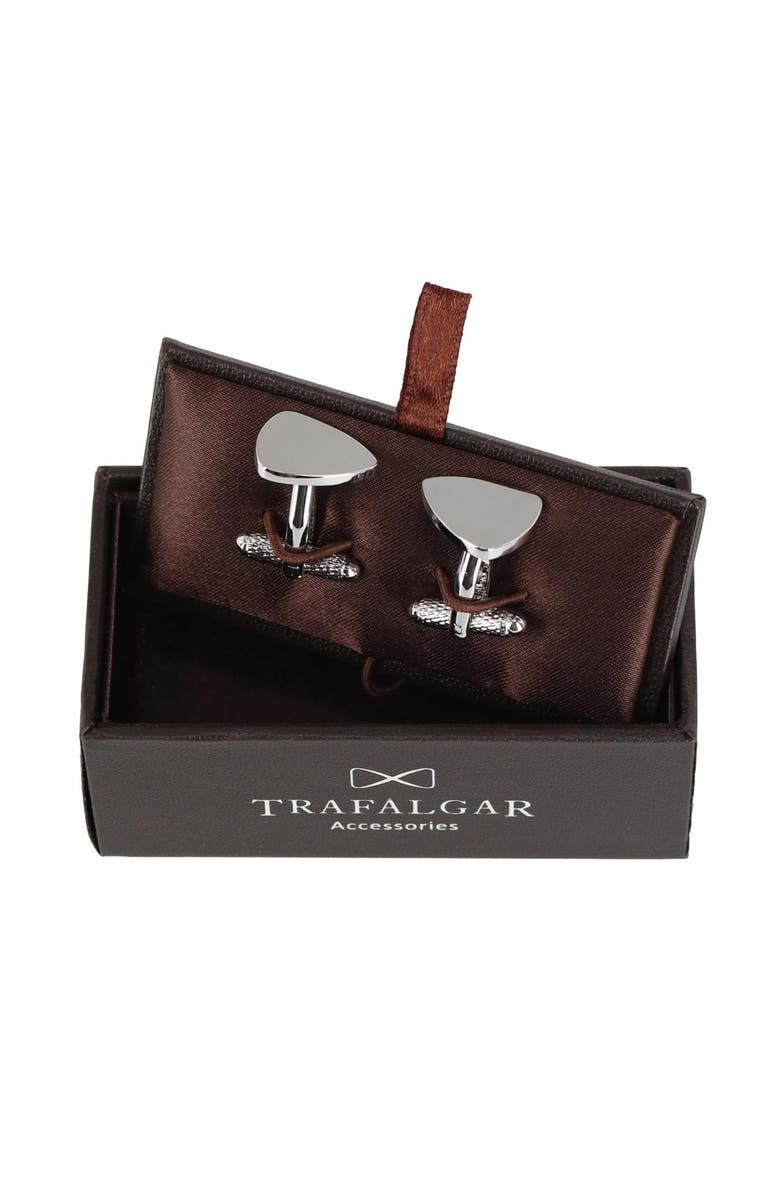 Trafalgar Stefano Shield Brass Cufflinks, Alternate, color, Silver