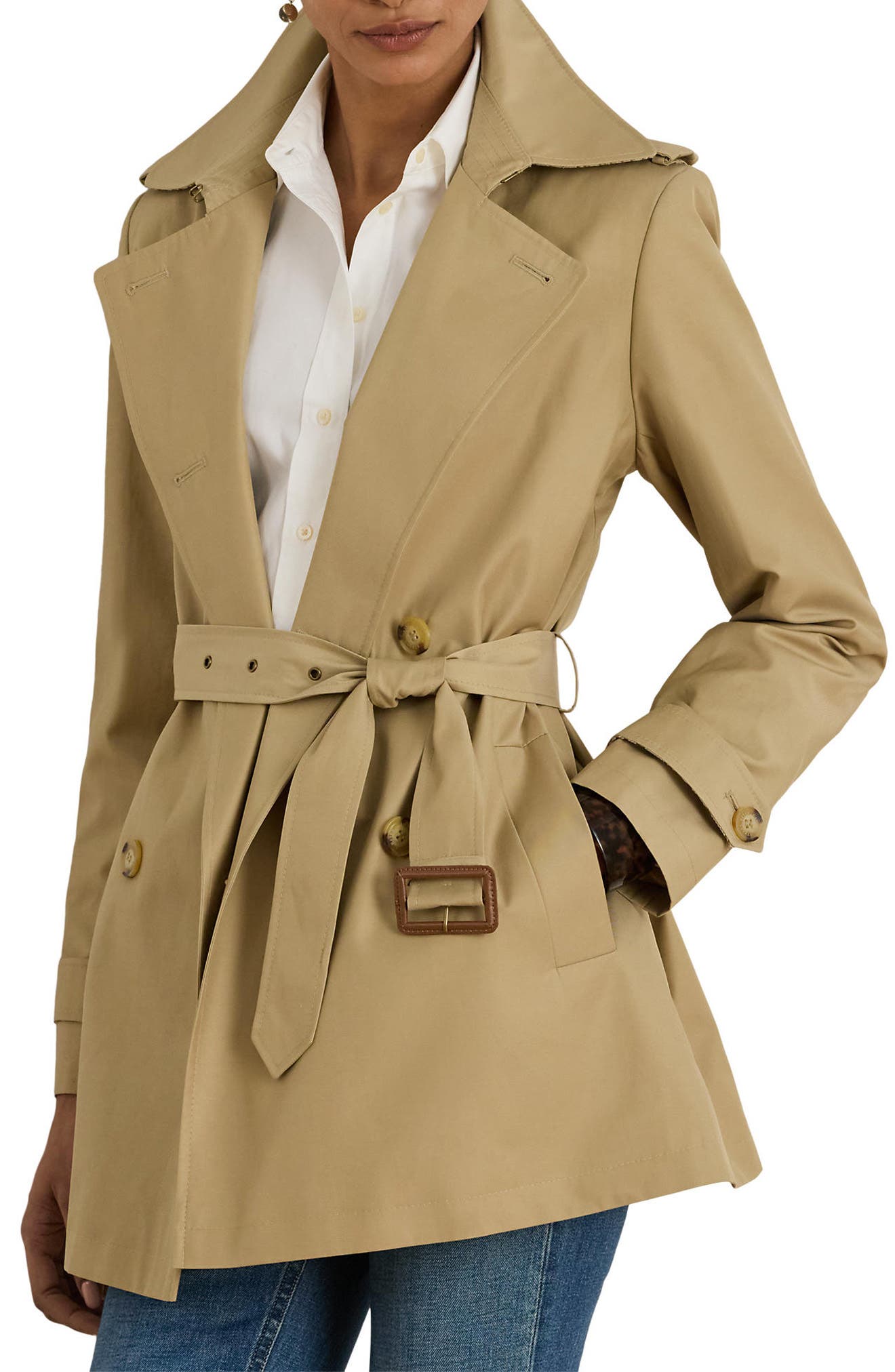 Женские Lauren Ralph Lauren Double Breasted Cotton Blend Jacket