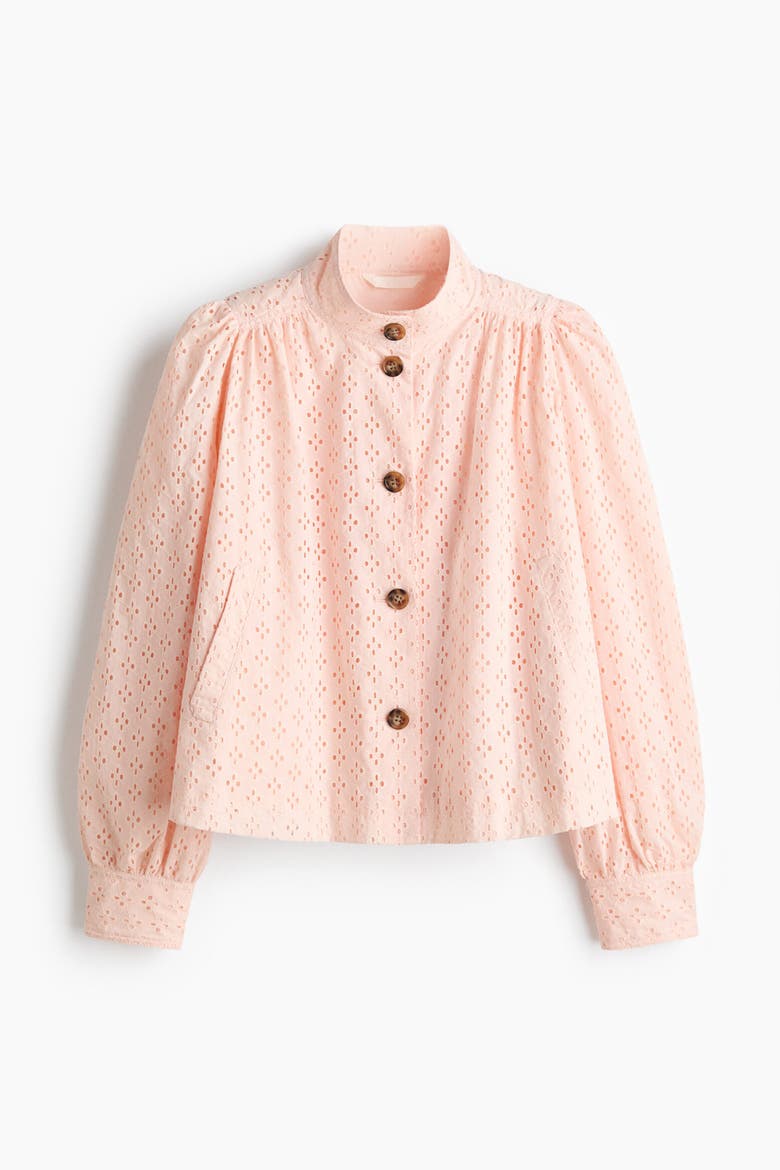 Broderie Anglaise Cotton Jacket, Alternate, color, Light pink