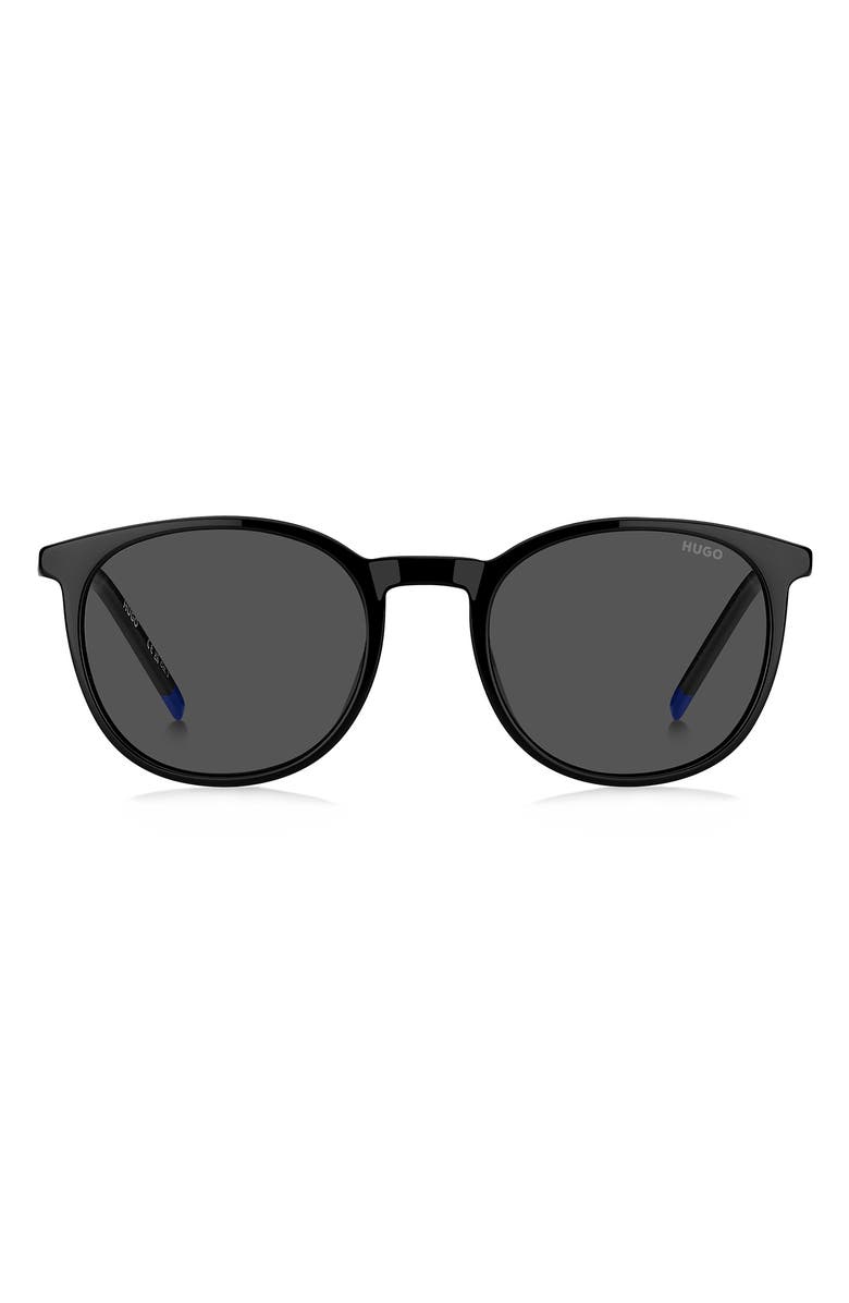 HUGO Panthos 53mm Round Sunglasses, Main, color, Black/ Grey
