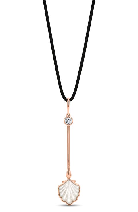 Water Wand Mother-of-Pearl & Lab Grown Diamond Pendant Necklace