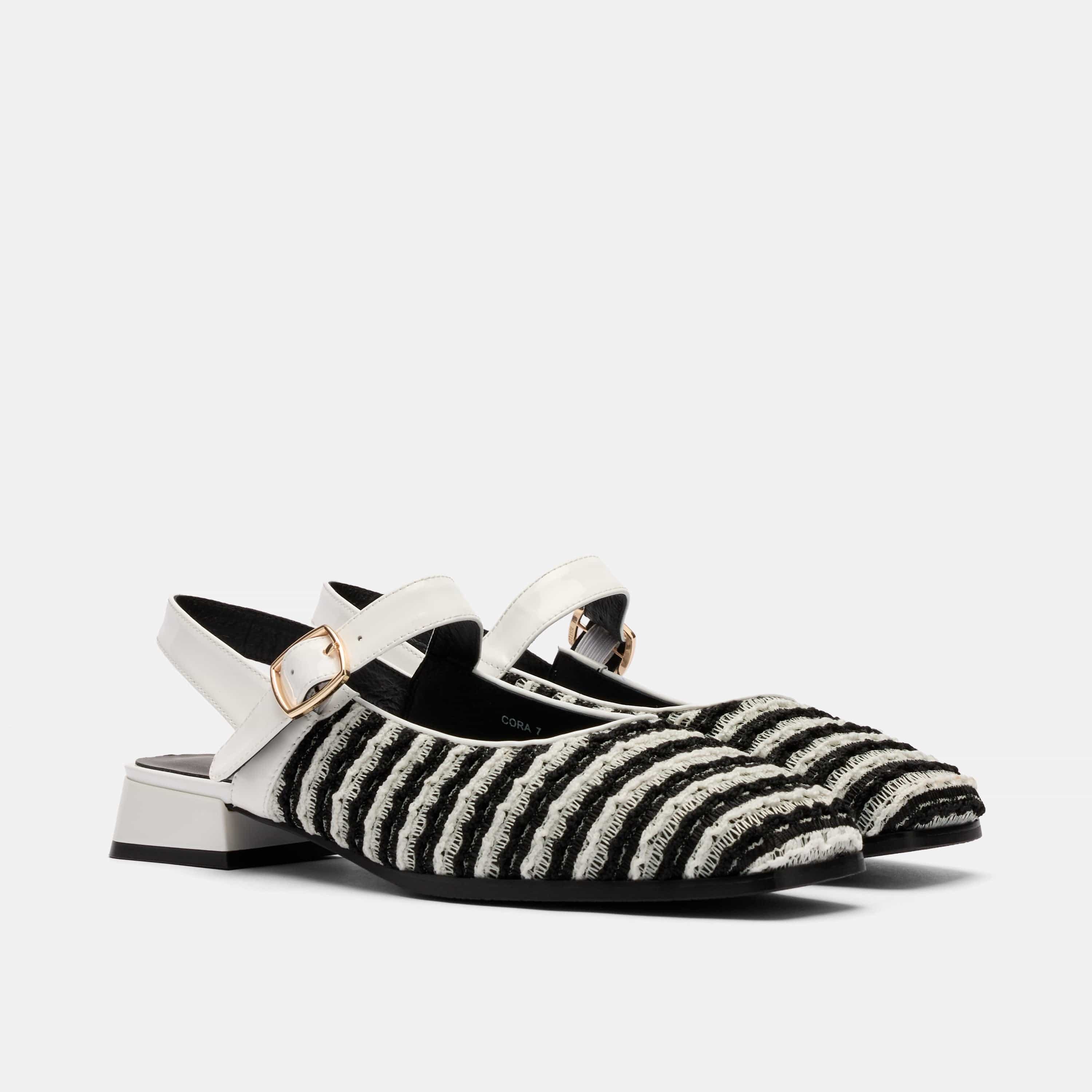 MARC NOLAN Cora Leather Mary Jane Lug Slingbacks, Alternate, color, White/Black