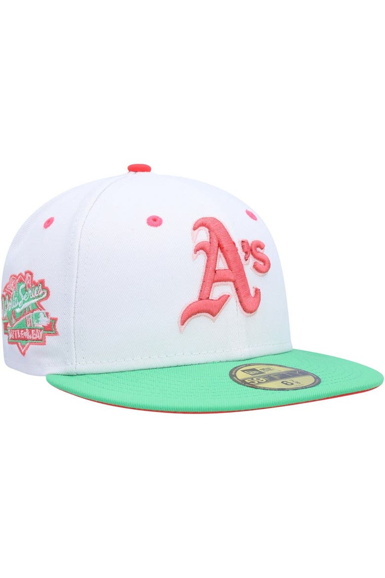 Men's New Era White/Green Oakland Athletics  Watermelon Lolli 59FIFTY Fitted Hat, Main, color, White
