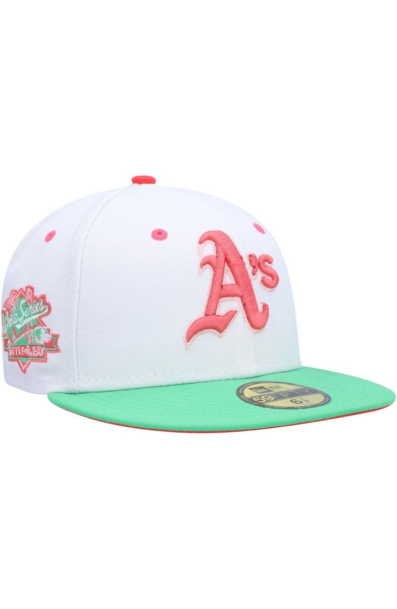 New Era Men's New Era White/Green Oakland Athletics Watermelon Lolli 59FIFTY Fitted Hat, Main, color,