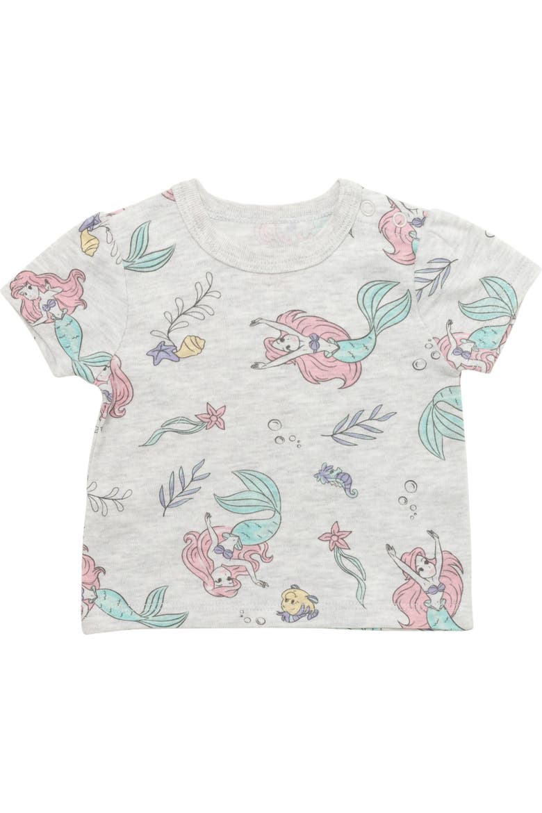 The Little Mermaid Princess Ariel Bubble Shortall Tee and Hat Set, Alternate, color, Ariel Flounder Aqua