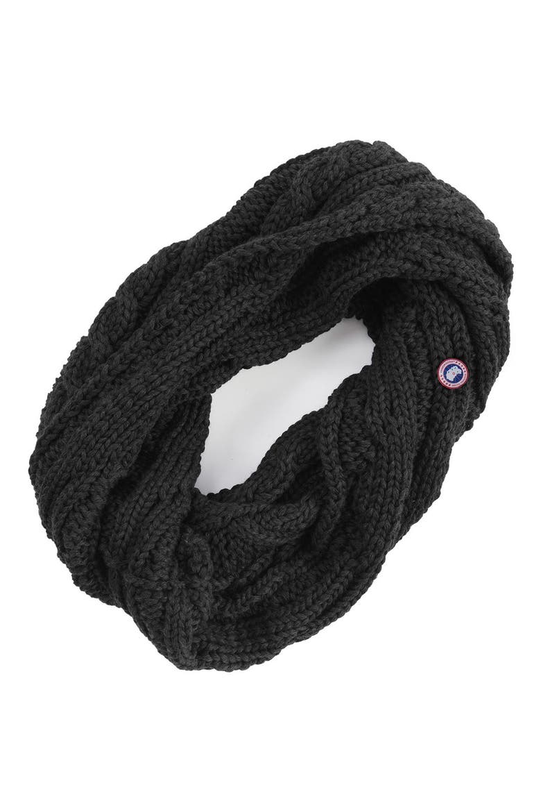 Chunky Cable Wool Snood, Main, color, BLACK
