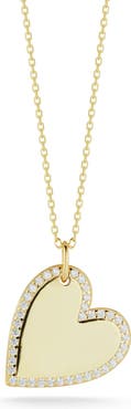 GLAZE JEWELRY Yellow Gold Vermeil CZ Halo Heart Pendant Necklace