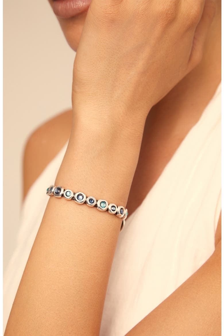 Leather Bracelet with Sterling Silver-Plated Beads, Alternate, color, Silver