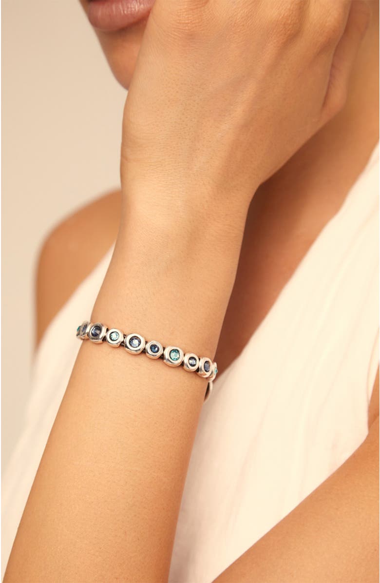 UNODE50 Leather bracelet with sterling silver-plated beads, Alternate, color, Silver