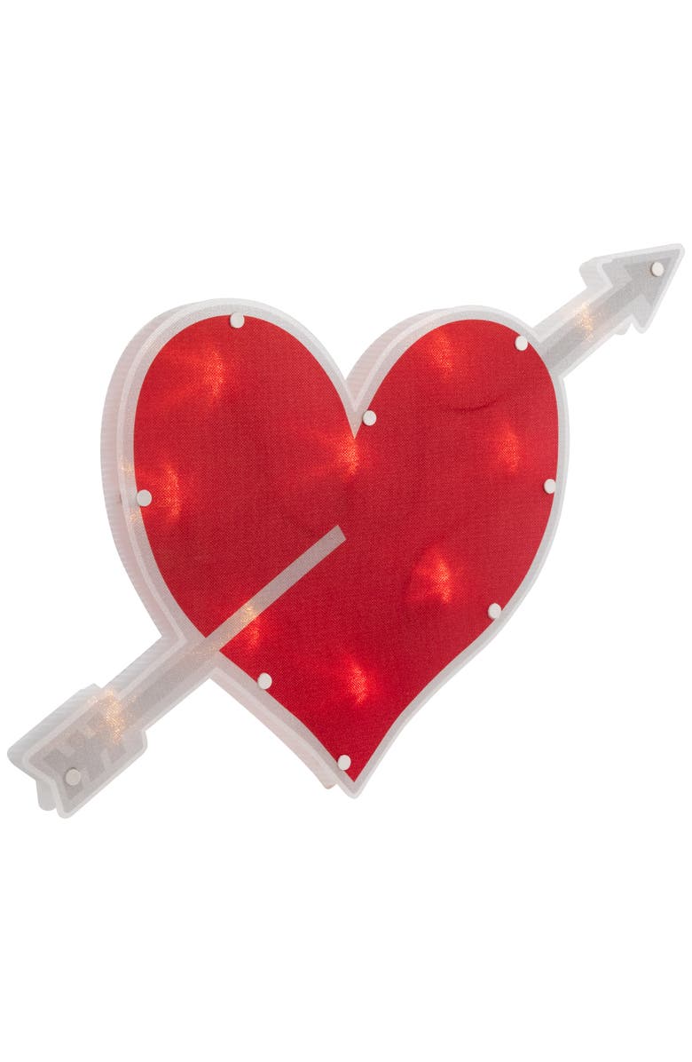 Northlight 18" Red and White Lighted Heart with Arrow Valentine's Day Window Silhouette, Alternate, color, Red