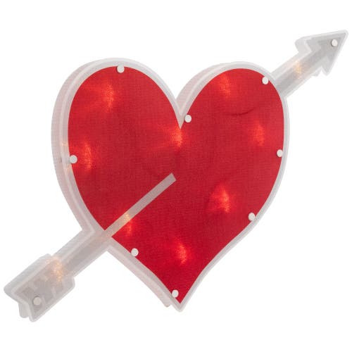 Northlight 18" Red And White Lighted Heart With Arrow Valentine's Day Window Silhouette In Red