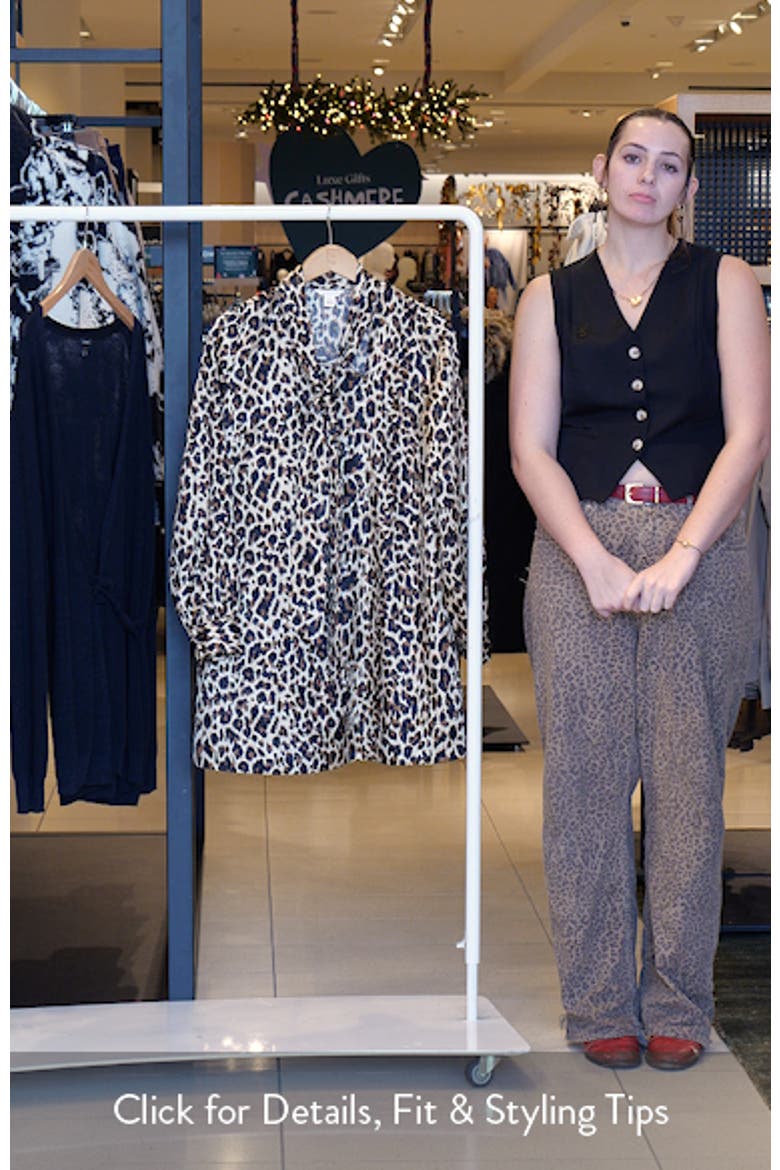 Leopard Print Long Sleeve Tie Neck Shift Dress video