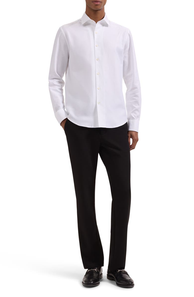 Bugatchi Alvin Shaped Fit Mini Check Button-Up Shirt, Alternate, color, White