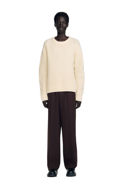 Honeycomb stitch wool sweater