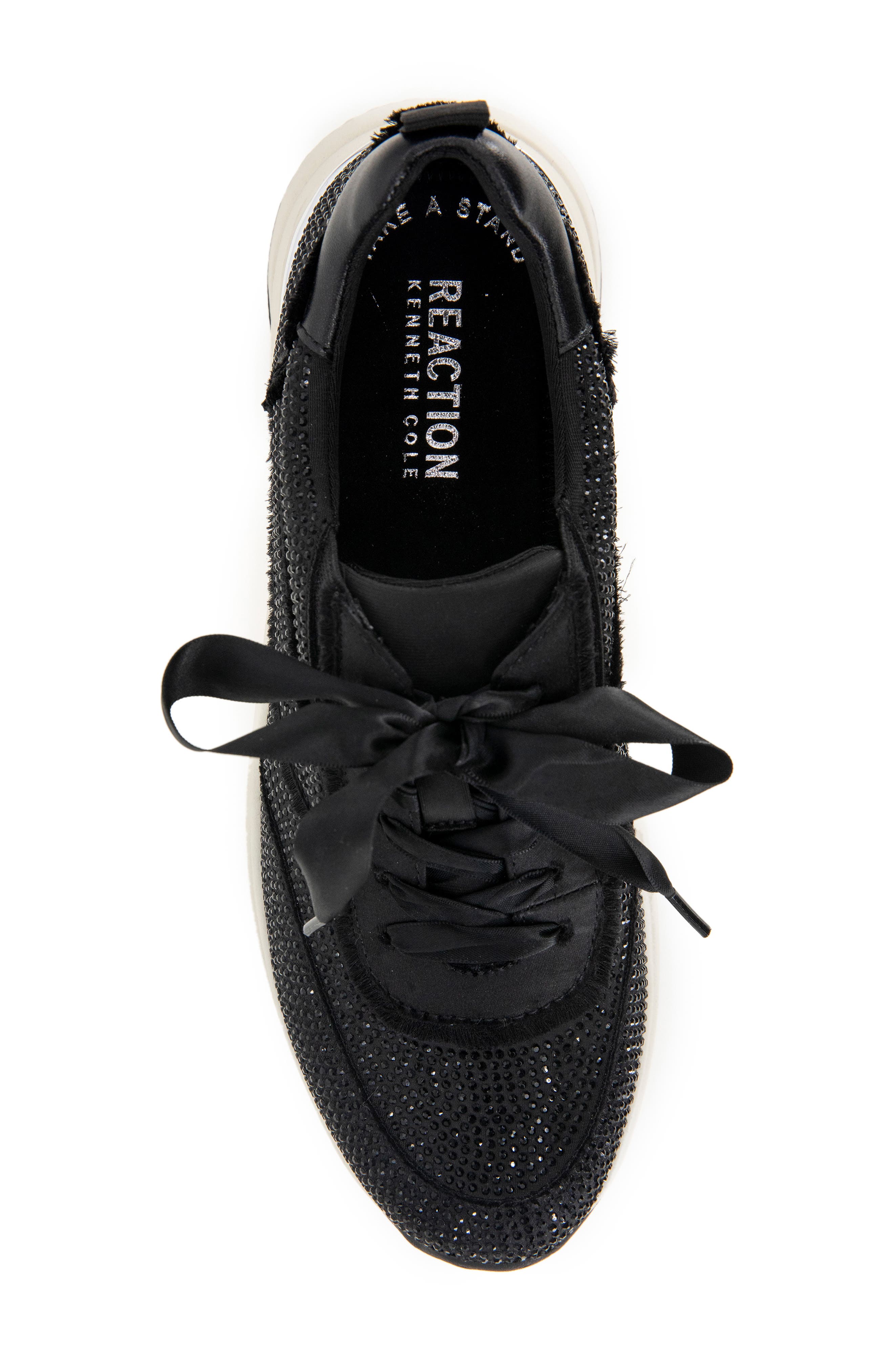 Reaction Kenneth Cole Claire Rhinestone Embellished Sneaker, Alternate, color, Black