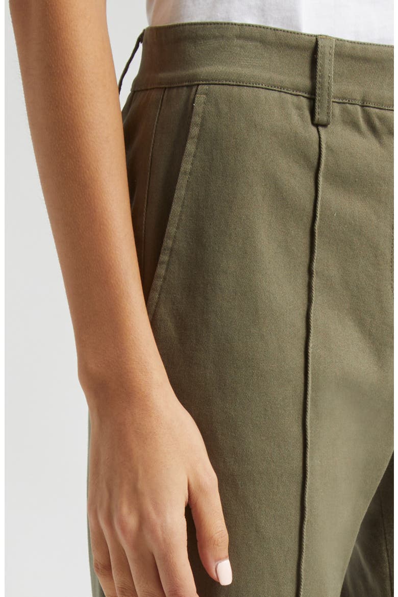 Stretch Cotton Twill Flare Leg Pants, Alternate, color, OIL GREEN