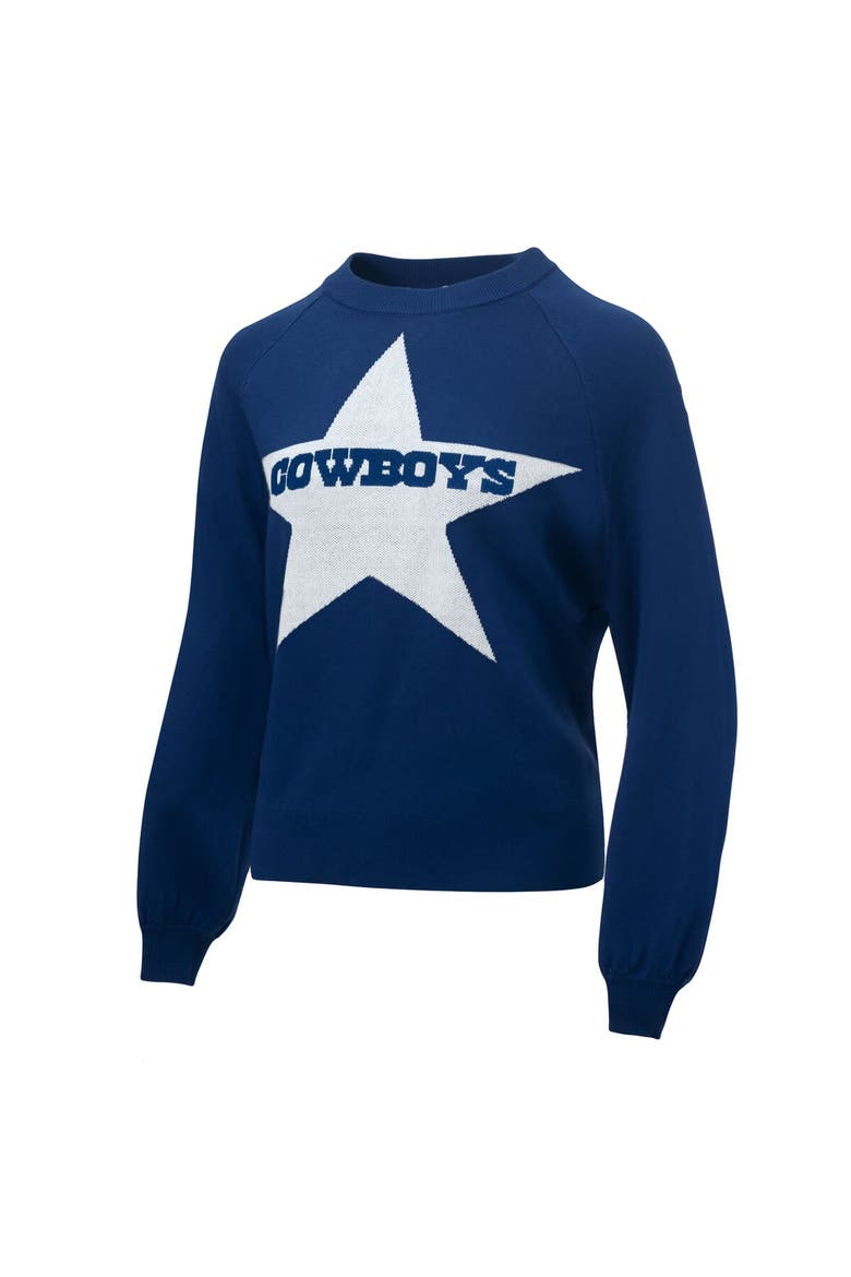 Women's Lauren James Navy Dallas Cowboys Wordmark Star Raglan Pullover Sweater, Alternate, color, Navy