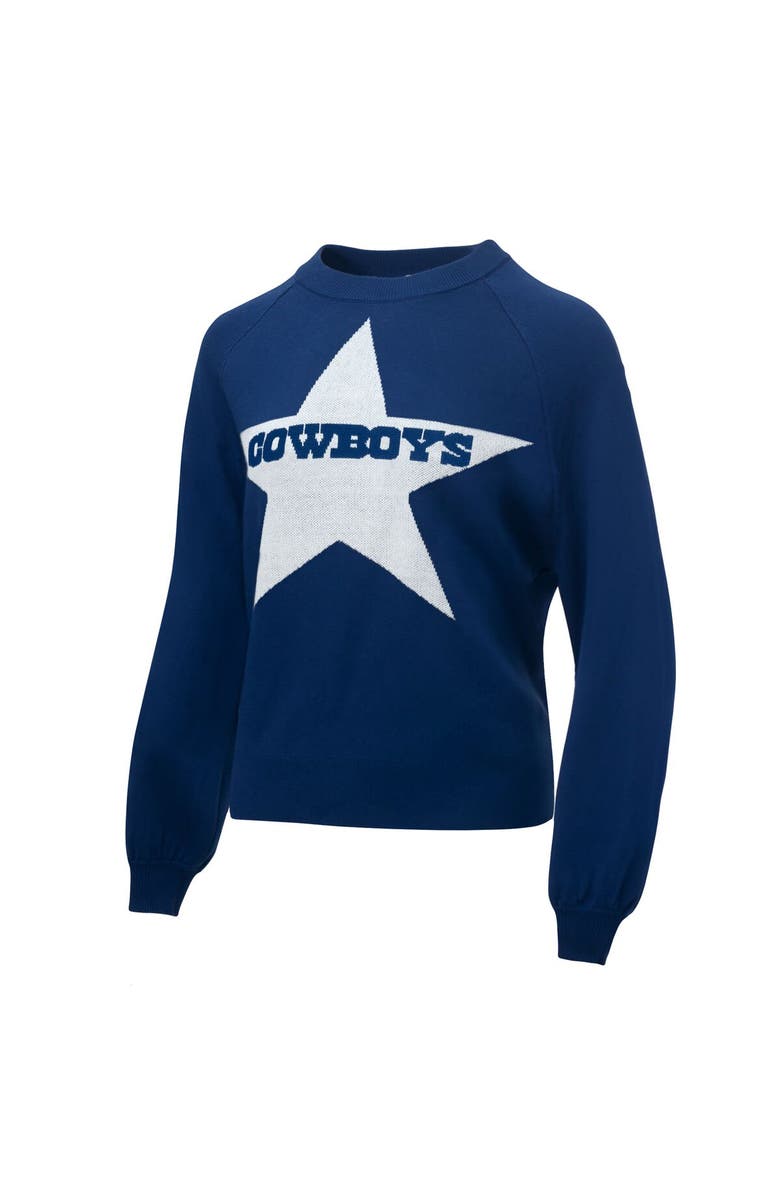 LAUREN JAMES Women's Lauren James Navy Dallas Cowboys Wordmark Star Raglan Pullover Sweater, Alternate, color, Navy