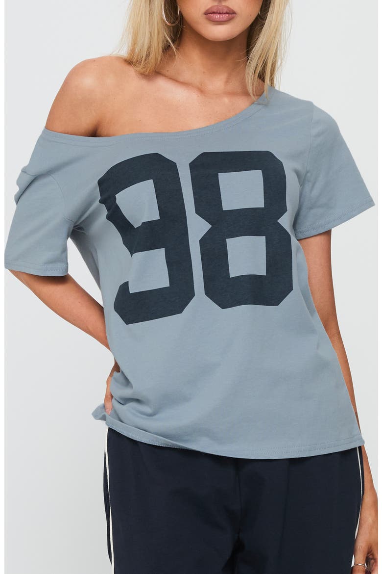 Stayback One-Shoulder Graphic T-Shirt, Main, color, BLUE
