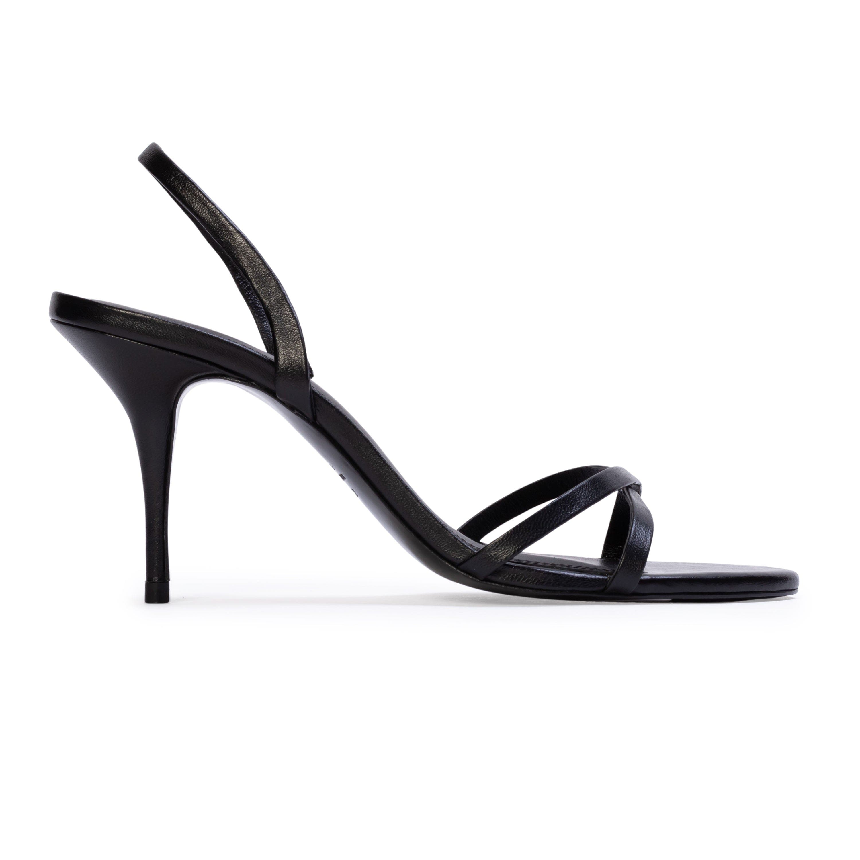 BLACK SUEDE STUDIO Jolla 80 Leather Slingback Sandal, Main, color, Black Leather