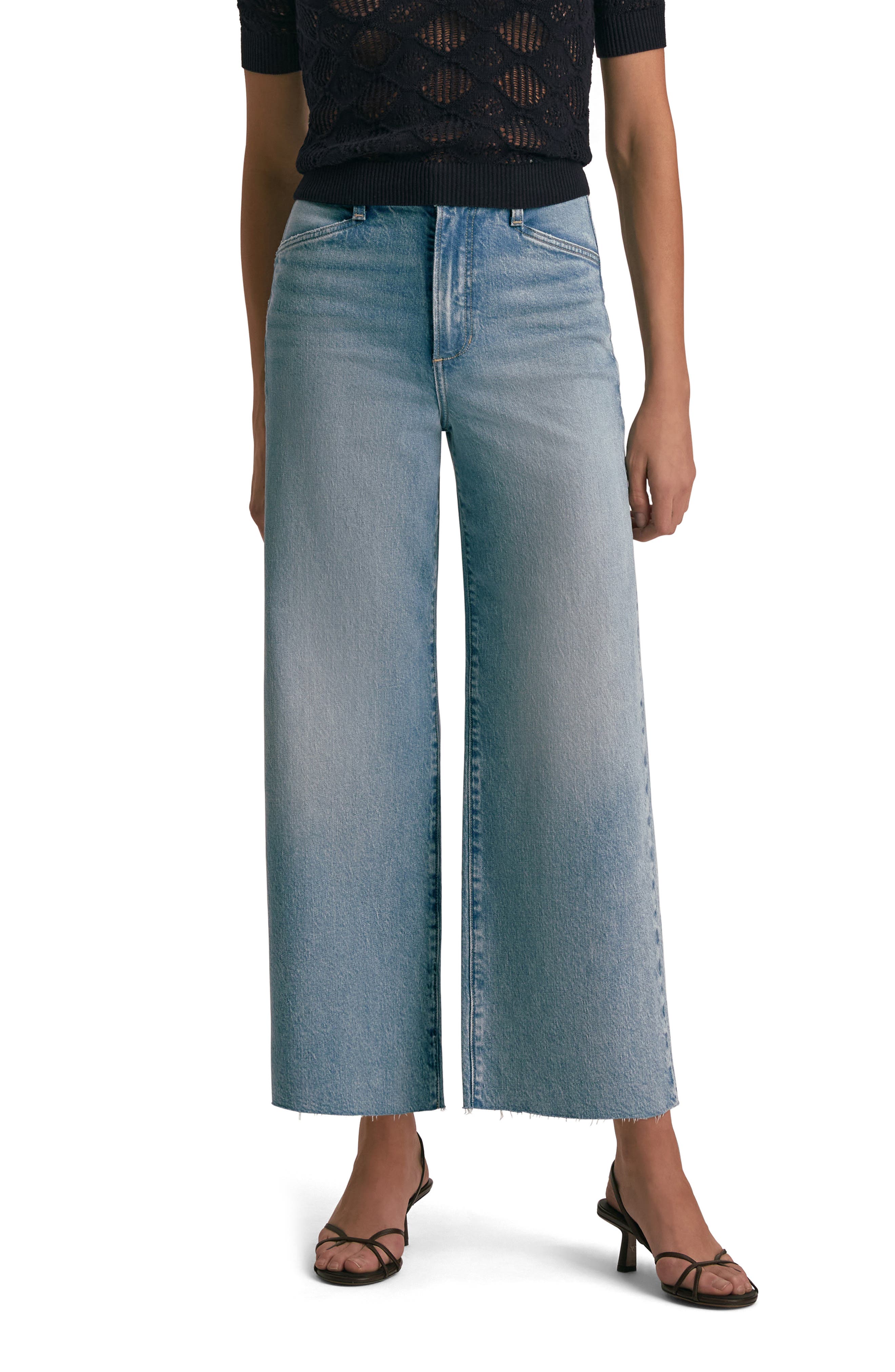 Favorite Daughter The Mischa Raw Hem Super High Waist Wide Leg Jeans