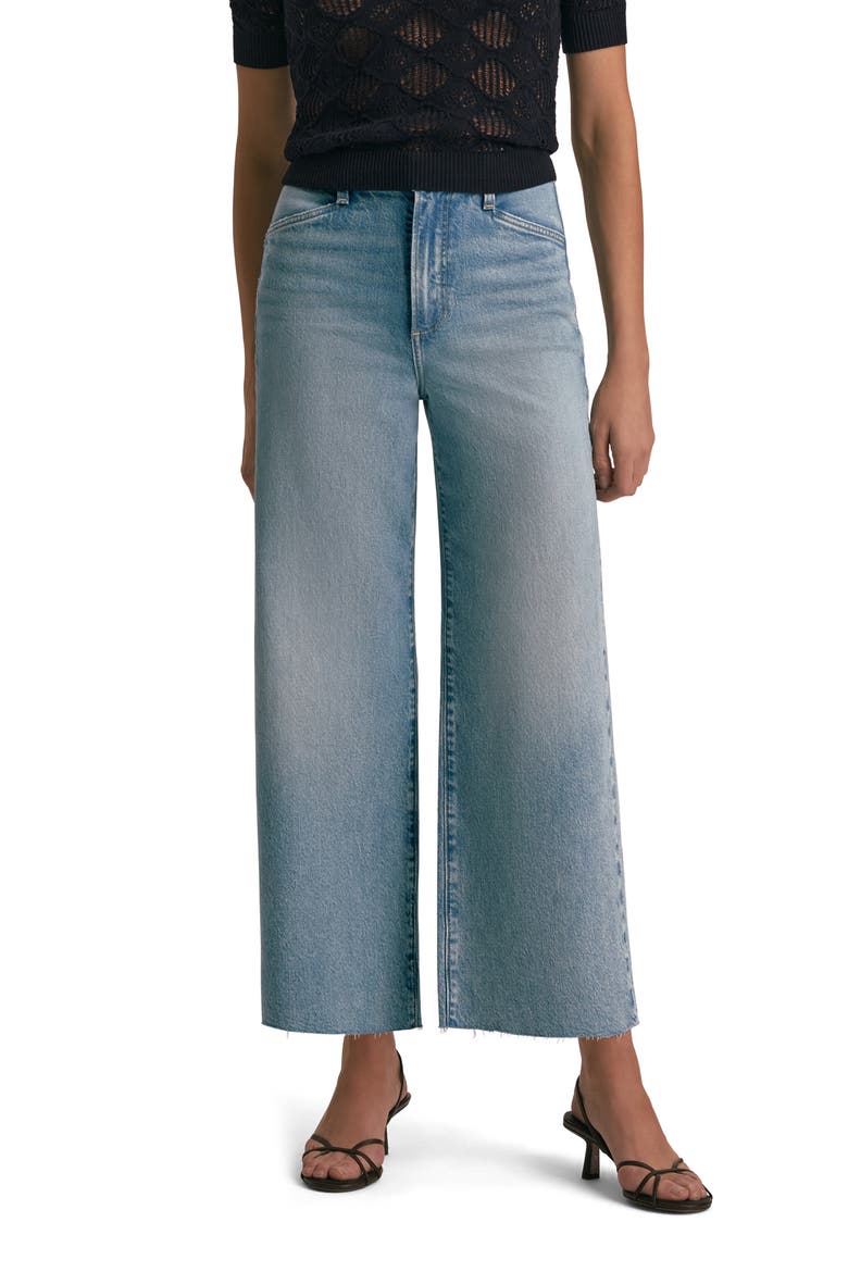 The Mischa Raw Hem Super High Waist Wide Leg Jeans, Main, color, SANTA BARBARA