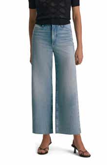 Favorite Daughter The Mischa Raw Hem Super High Waist Wide Leg Jeans
