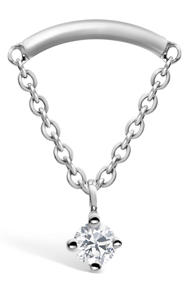 MARIA TASH Prong Set Diamond Drape Threaded Single Stud Earring, Alternate, color, White Gold