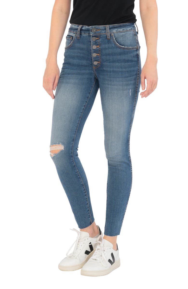 KUT from the Kloth Donna Fab Ab Exposed Button Ripped Ankle Skinny Jeans, Main, color,