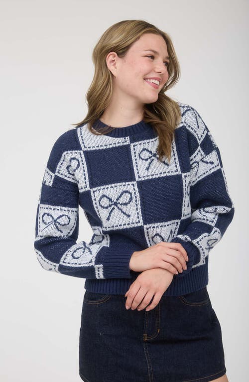 Blu Pepper Bow Sweater In Blue