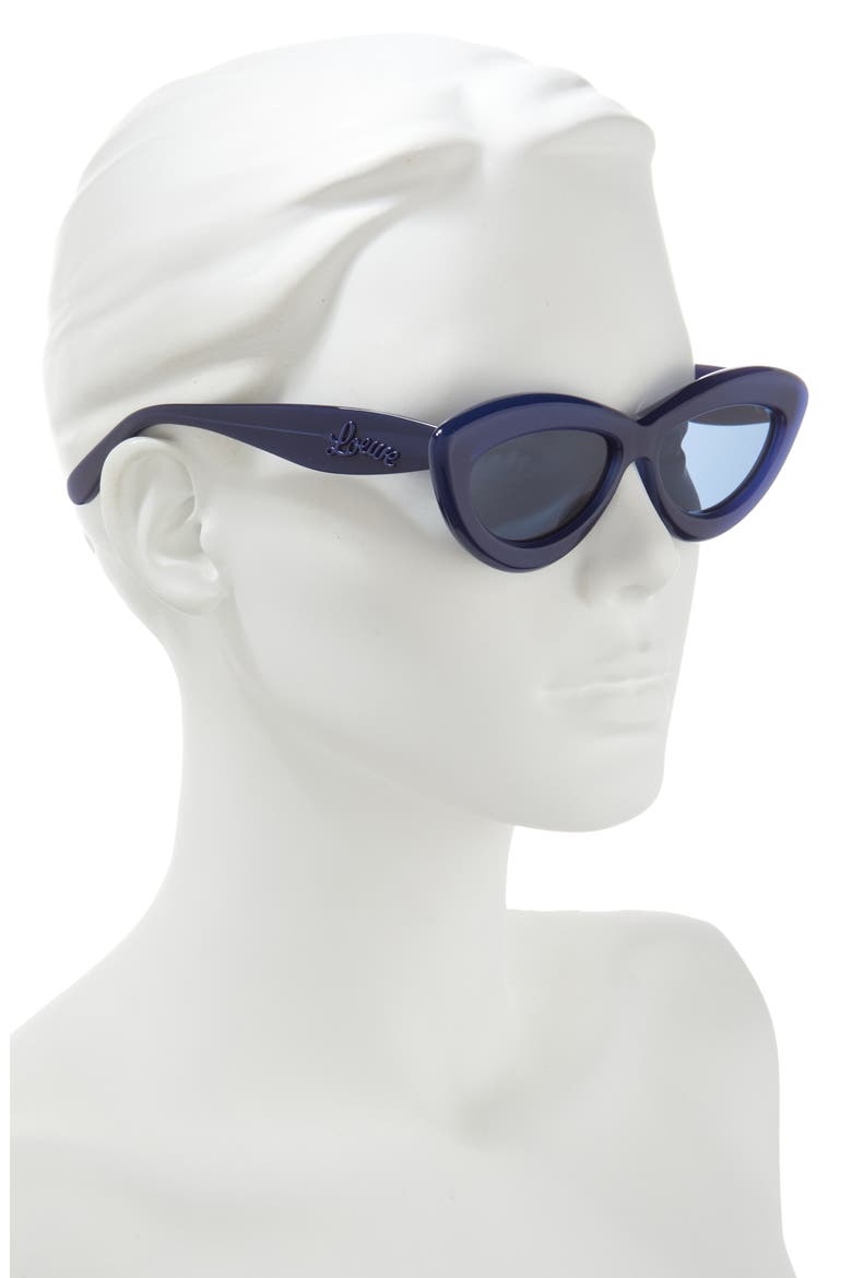 Curvy Logo 54mm Cat Eye Sunglasses, Alternate, color, SHINY BLUE / BLUE