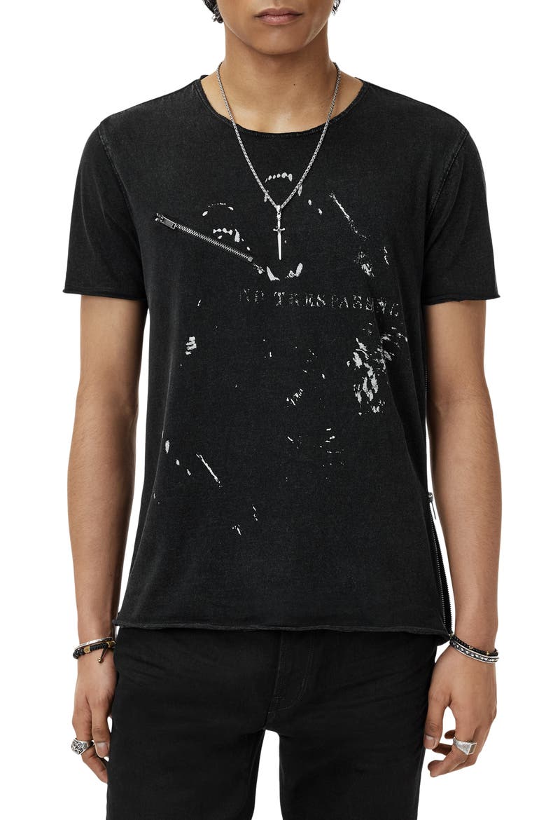 Raw Edge Zipper Graphic T-Shirt, Alternate, color, BLACK