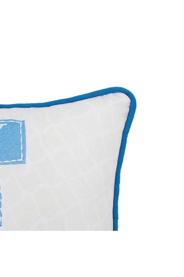 By The Sea Printed and Applique Small Petite Accent Throw Pillow, Alternate, color, Blue