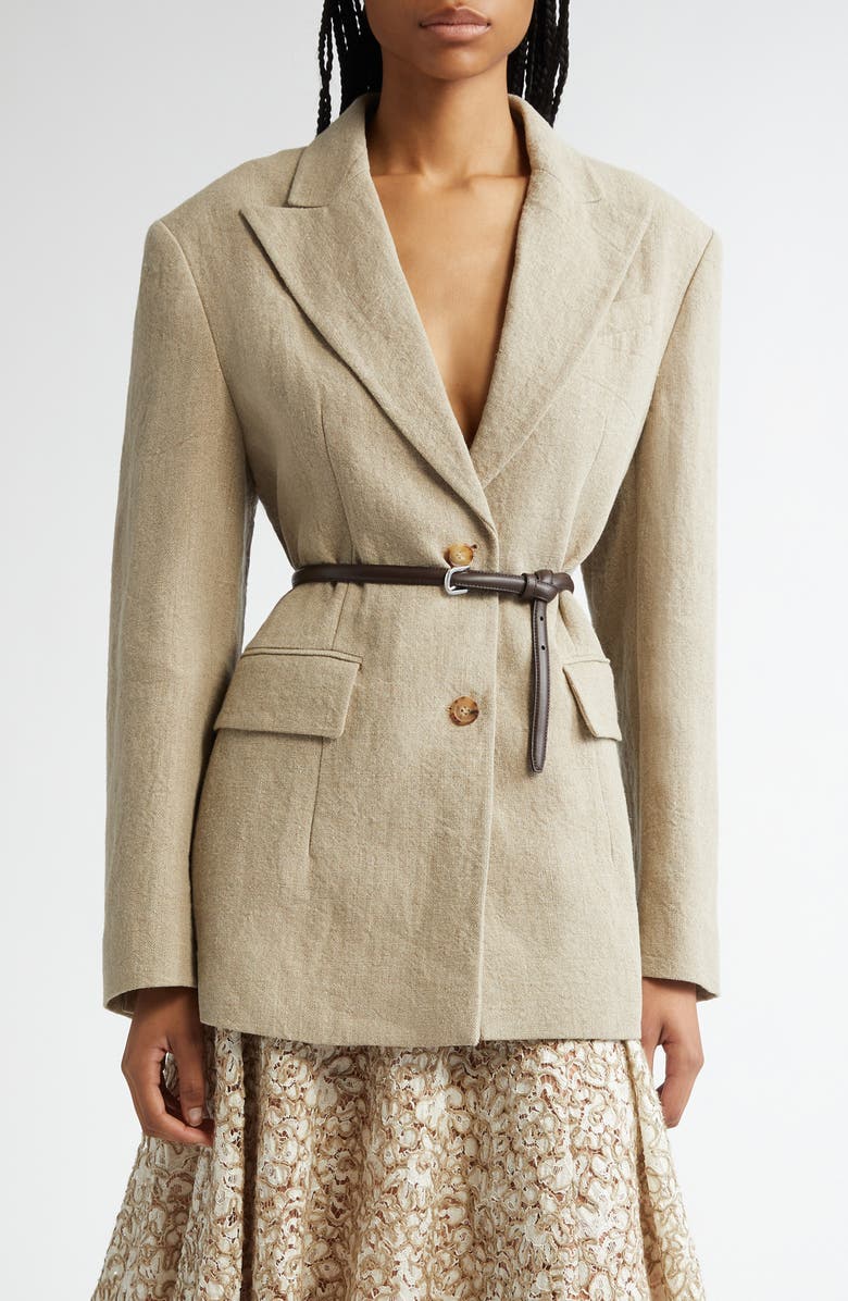 Michael Kors Collection Sculpted Two-Button Linen Blazer, Main, color, 