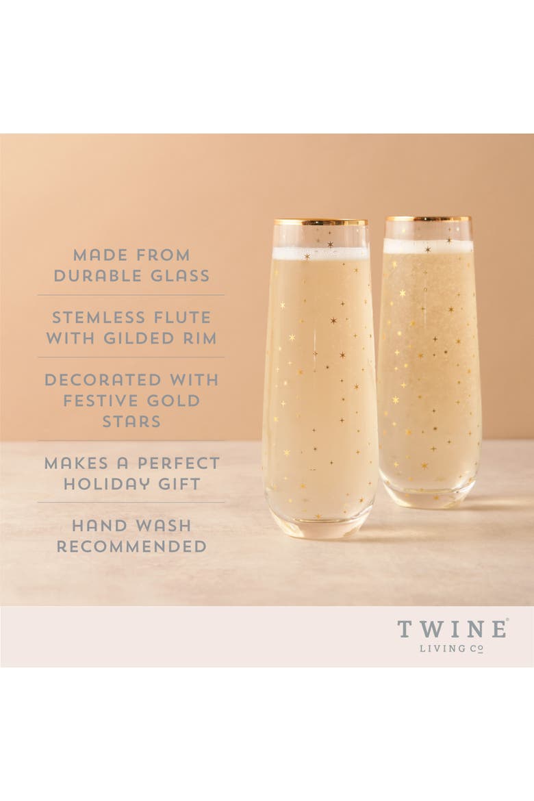 Starlight Stemless Champagne Flutes Set of 2, Alternate, color, Gold